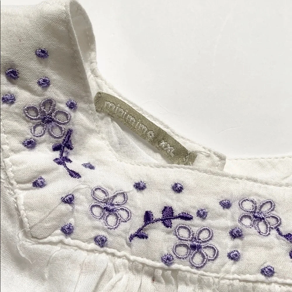 Minimimo White Ruffle Embroidered Cotton Summer Toddler Dress